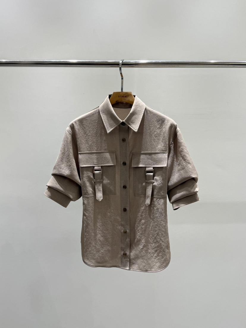 STAGE東大門代購女士新款推薦26春夏真品熱賣襯衫蕾絲衫口袋STAGE襯衫/蕾絲衫圖色1