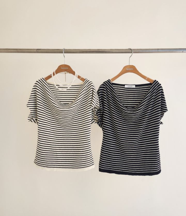 FEMME東大門代購女裝新款人氣休閑26春夏職業真品針織衫條紋FEMME針織衫