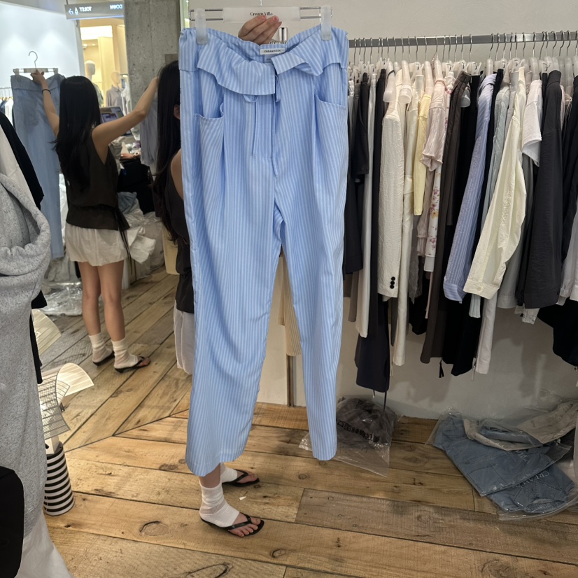 CREAM VILLA東大門代購女裝新品休閑休閑褲海軍條紋CREAMVILLA休閑褲圖色1