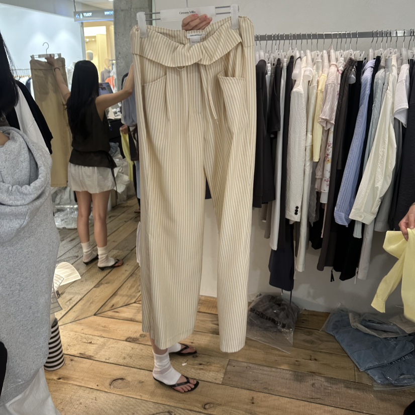 CREAM VILLA東大門代購女裝新品休閑休閑褲海軍條紋CREAMVILLA休閑褲圖色2