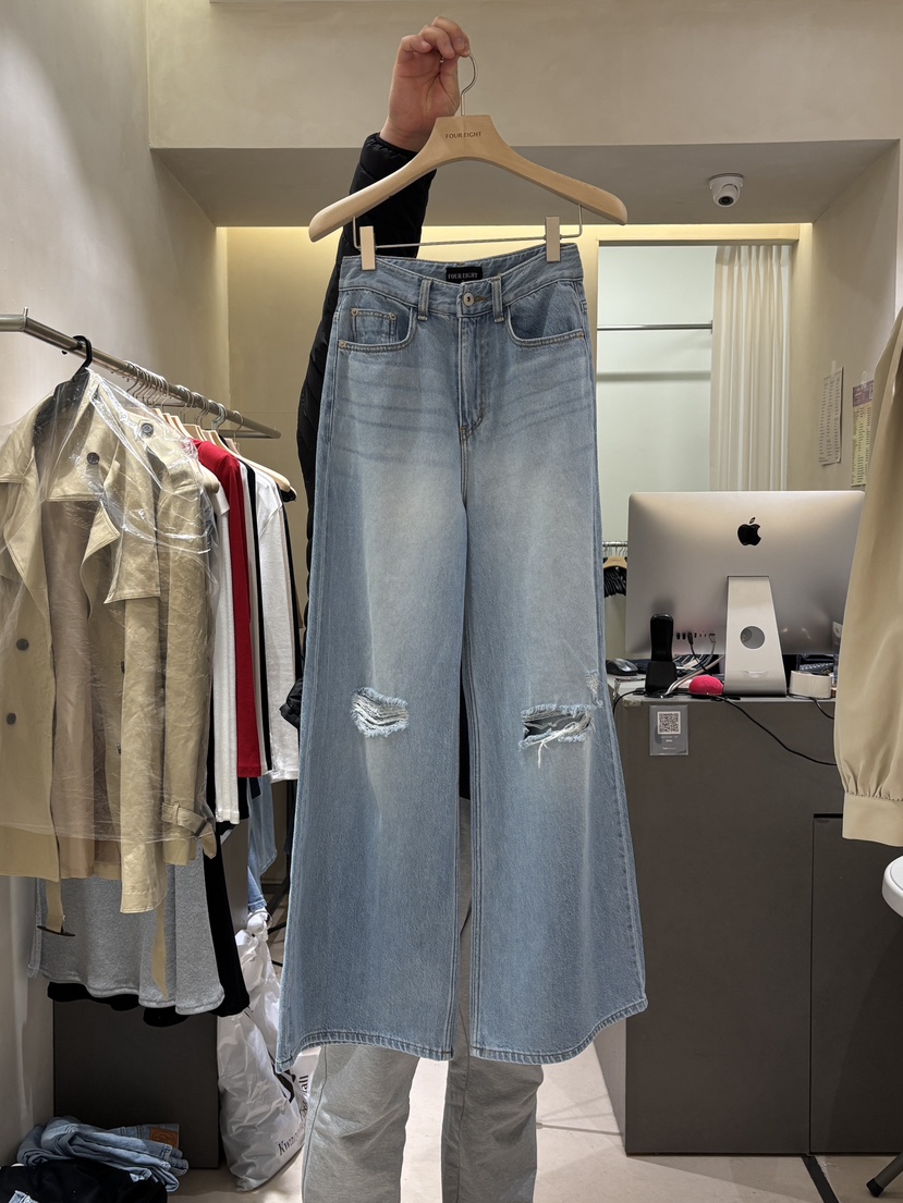 FOUREIGHT韓國代購女裝新款時尚推薦26春夏休閑真品牛仔褲FOUR EIGHT牛仔褲圖色1