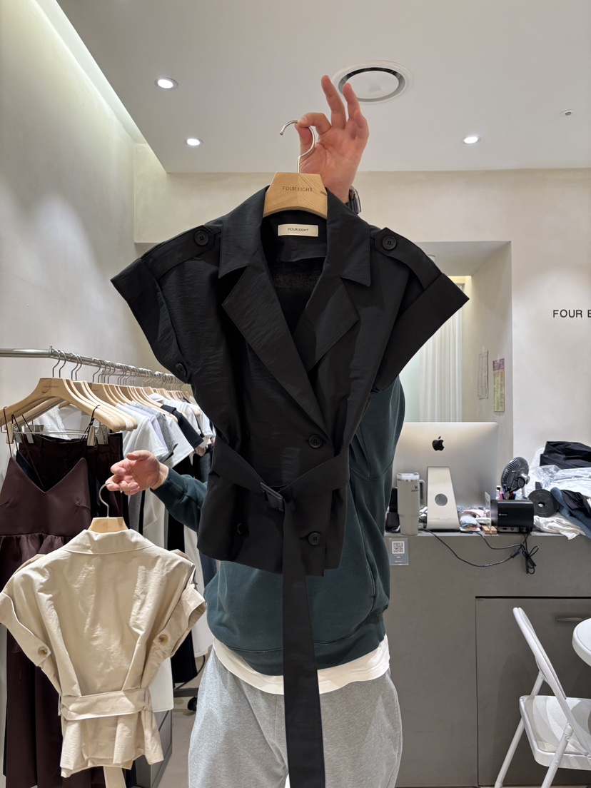 FOUREIGHT東大門實拍女裝新品熱賣人氣職業休閑夾克含腰帶FOUR EIGHT夾克圖色2