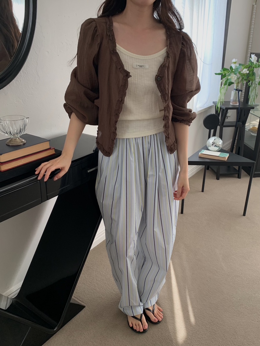 CAMEL-P東大門代購女士新款26春夏休閑褲蝴蝶結Came_l 家休閑褲