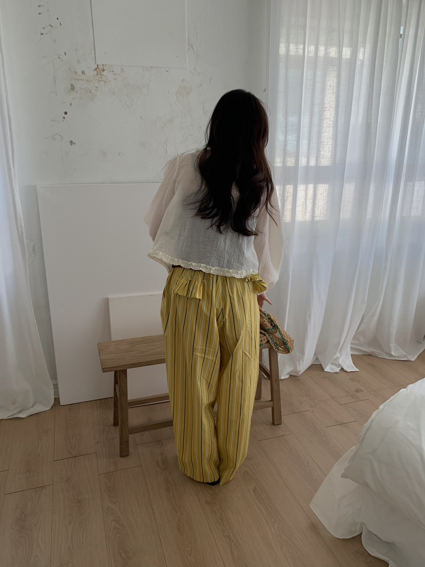 CAMEL-P東大門代購女士新款26春夏休閑褲蝴蝶結Came_l 家休閑褲