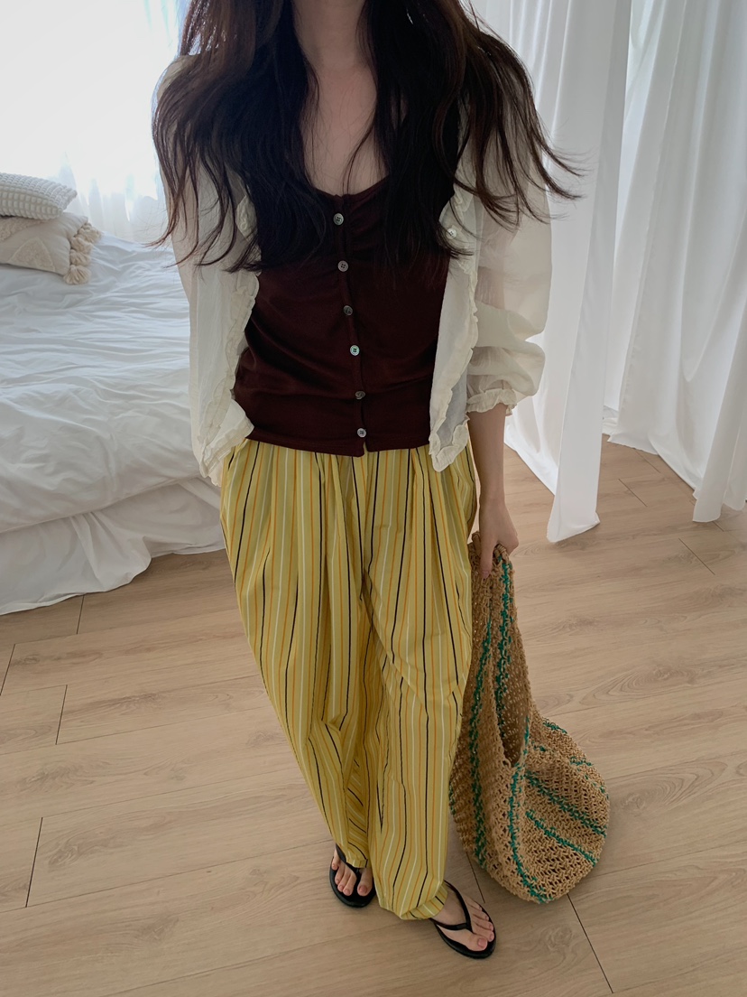 CAMEL-P東大門代購女士新款26春夏休閑褲蝴蝶結Came_l 家休閑褲