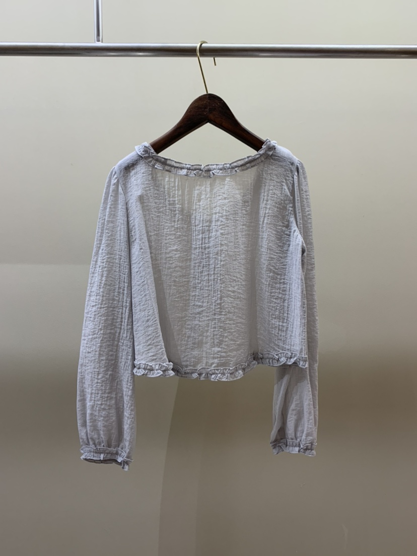 CAMEL-P韓國直郵女士新品推薦襯衫蕾絲衫荷葉邊開衫Came_l 家襯衫/蕾絲衫