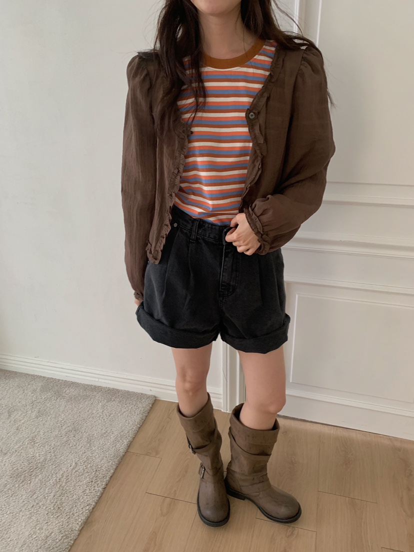 CAMEL-P韓國直郵女士新品推薦襯衫蕾絲衫荷葉邊開衫Came_l 家襯衫/蕾絲衫