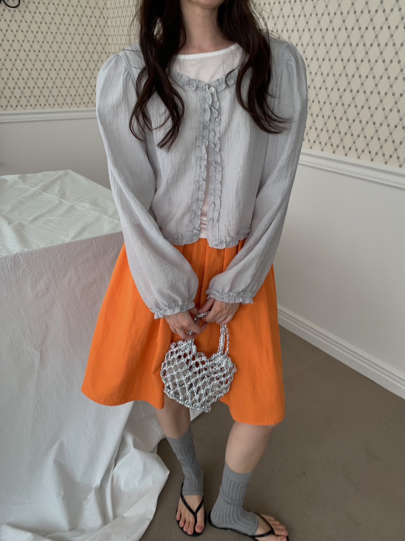 CAMEL-P韓國直郵女士新品推薦襯衫蕾絲衫荷葉邊開衫Came_l 家襯衫/蕾絲衫