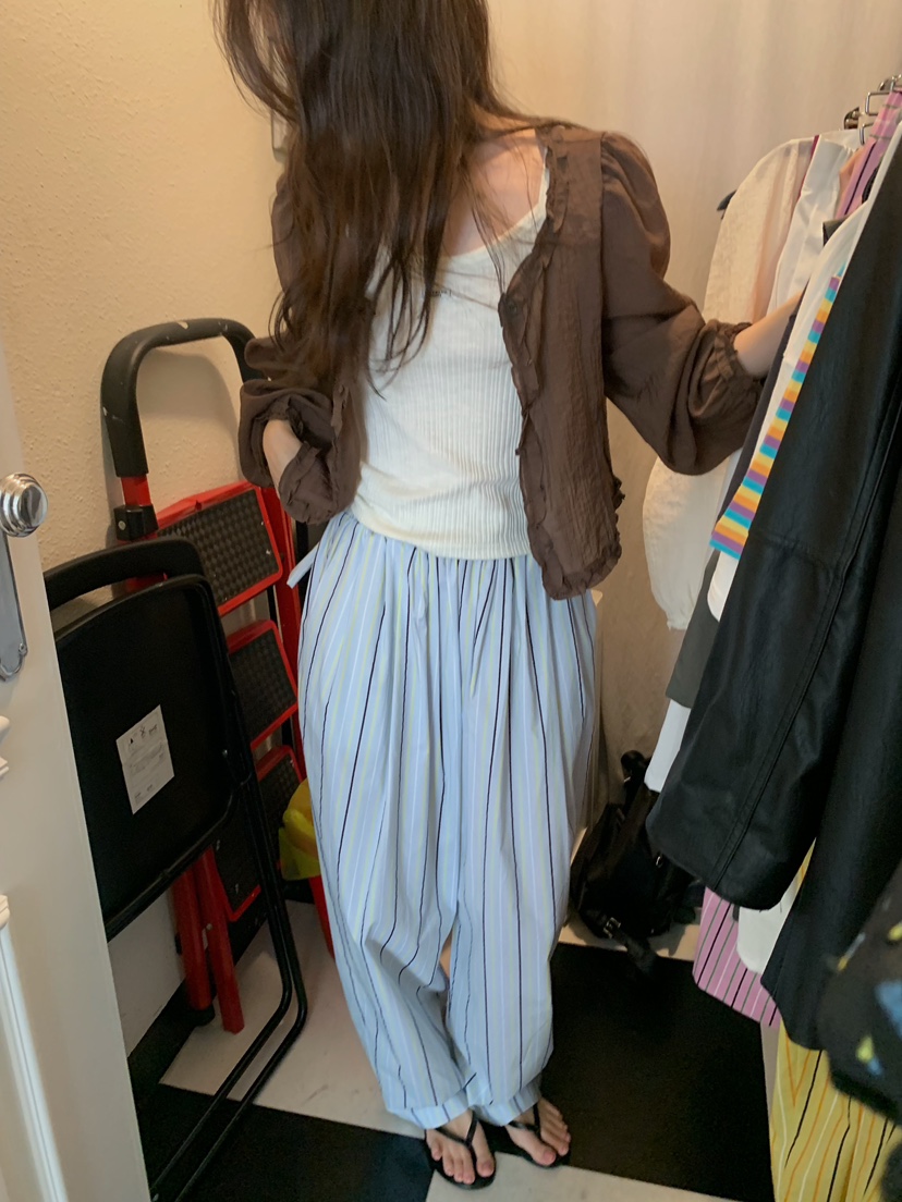 CAMEL-P韓國直郵女士新品推薦襯衫蕾絲衫荷葉邊開衫Came_l 家襯衫/蕾絲衫