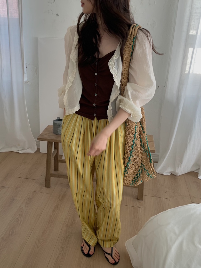 CAMEL-P韓國直郵女士新品推薦襯衫蕾絲衫荷葉邊開衫Came_l 家襯衫/蕾絲衫