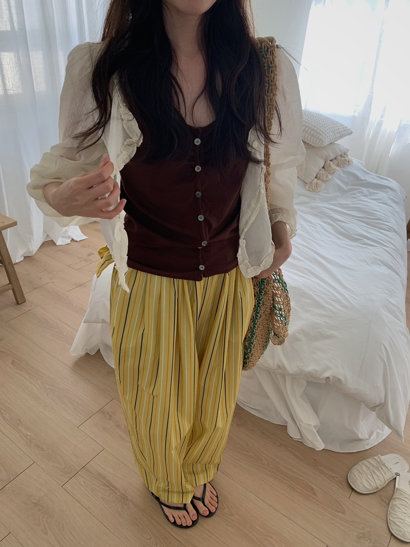 CAMEL-P韓國直郵女士新品推薦襯衫蕾絲衫荷葉邊開衫Came_l 家襯衫/蕾絲衫