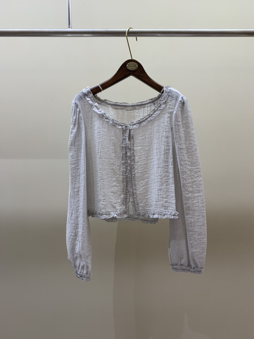 CAMEL-P韓國直郵女士新品推薦襯衫蕾絲衫荷葉邊開衫Came_l 家襯衫/蕾絲衫圖色1