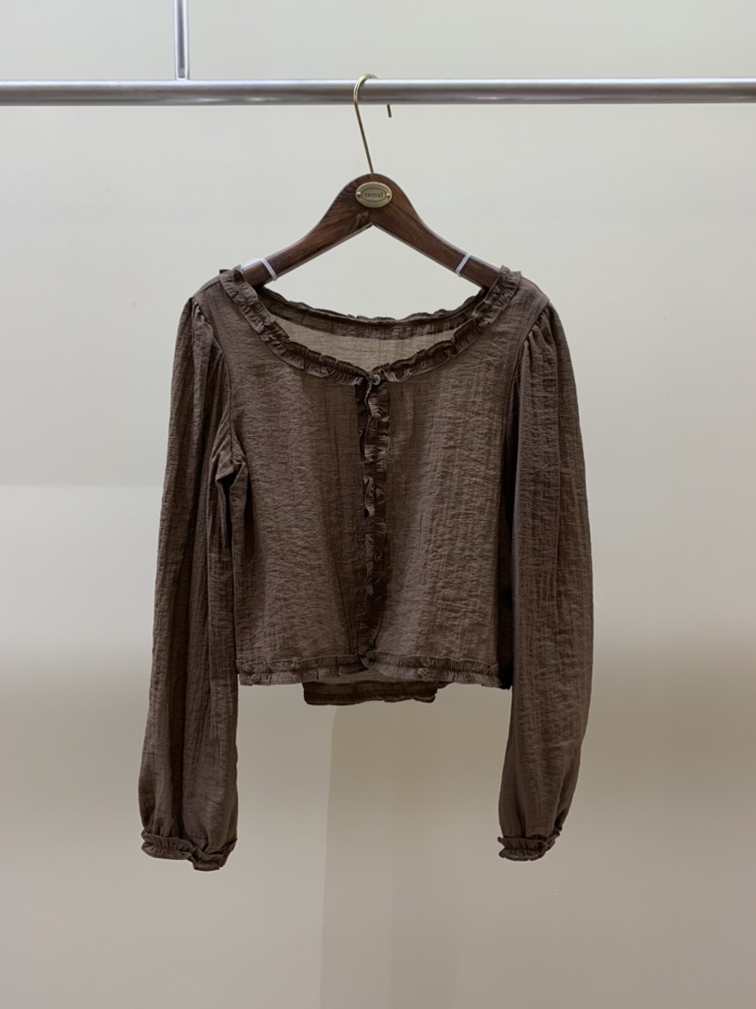 CAMEL-P韓國直郵女士新品推薦襯衫蕾絲衫荷葉邊開衫Came_l 家襯衫/蕾絲衫圖色2