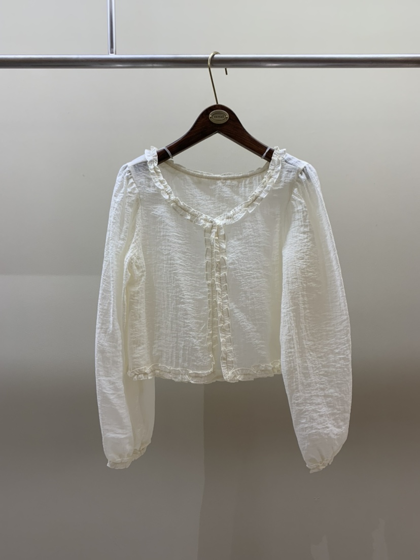 CAMEL-P韓國直郵女士新品推薦襯衫蕾絲衫荷葉邊開衫Came_l 家襯衫/蕾絲衫圖色3