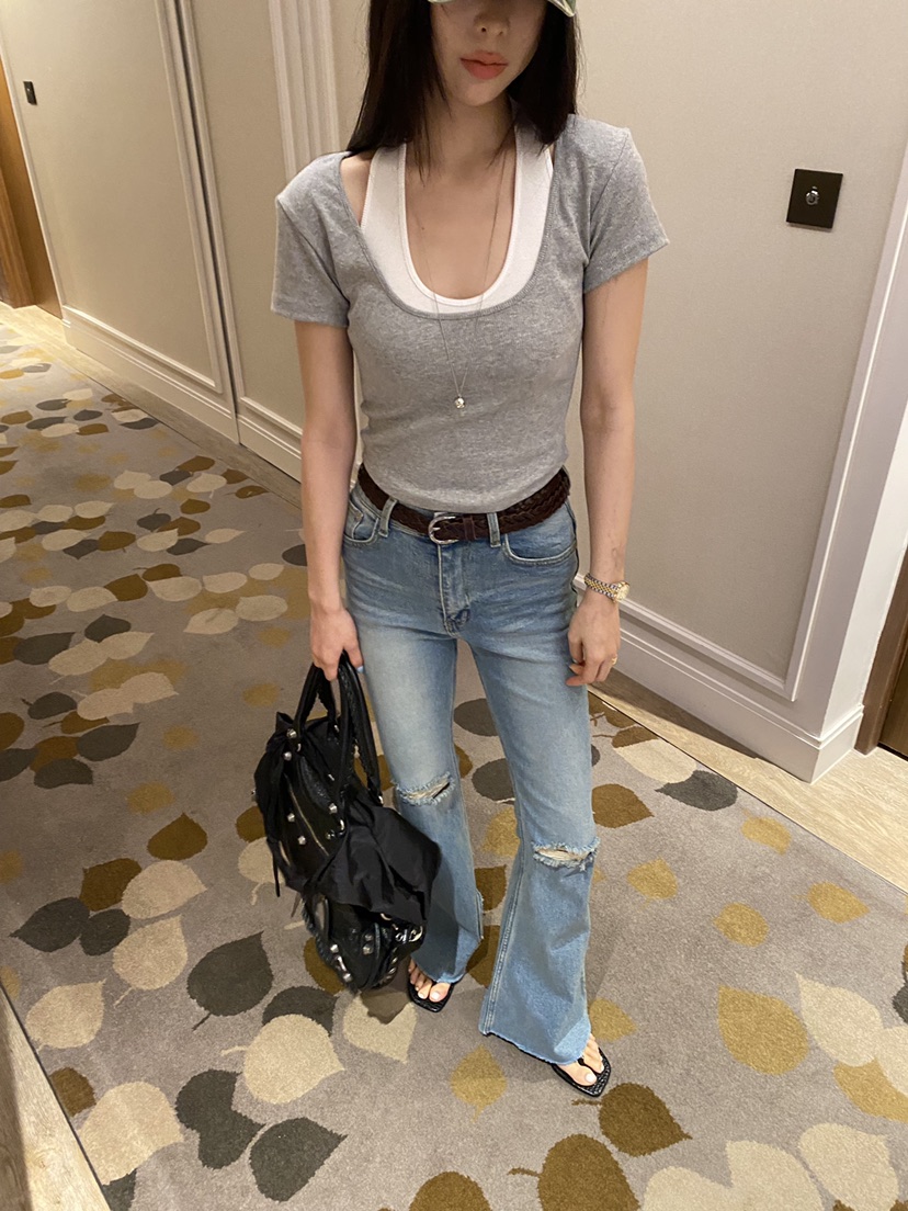 FOUREIGHT東大門實拍女裝新品推薦26春夏人氣時尚T恤假兩件FOUR EIGHTT恤