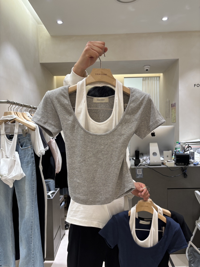 FOUREIGHT東大門實拍女裝新品推薦26春夏人氣時尚T恤假兩件FOUR EIGHTT恤圖色2