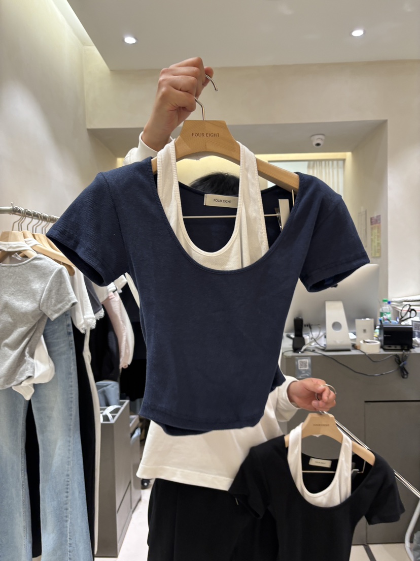 FOUREIGHT東大門實拍女裝新品推薦26春夏人氣時尚T恤假兩件FOUR EIGHTT恤圖色3