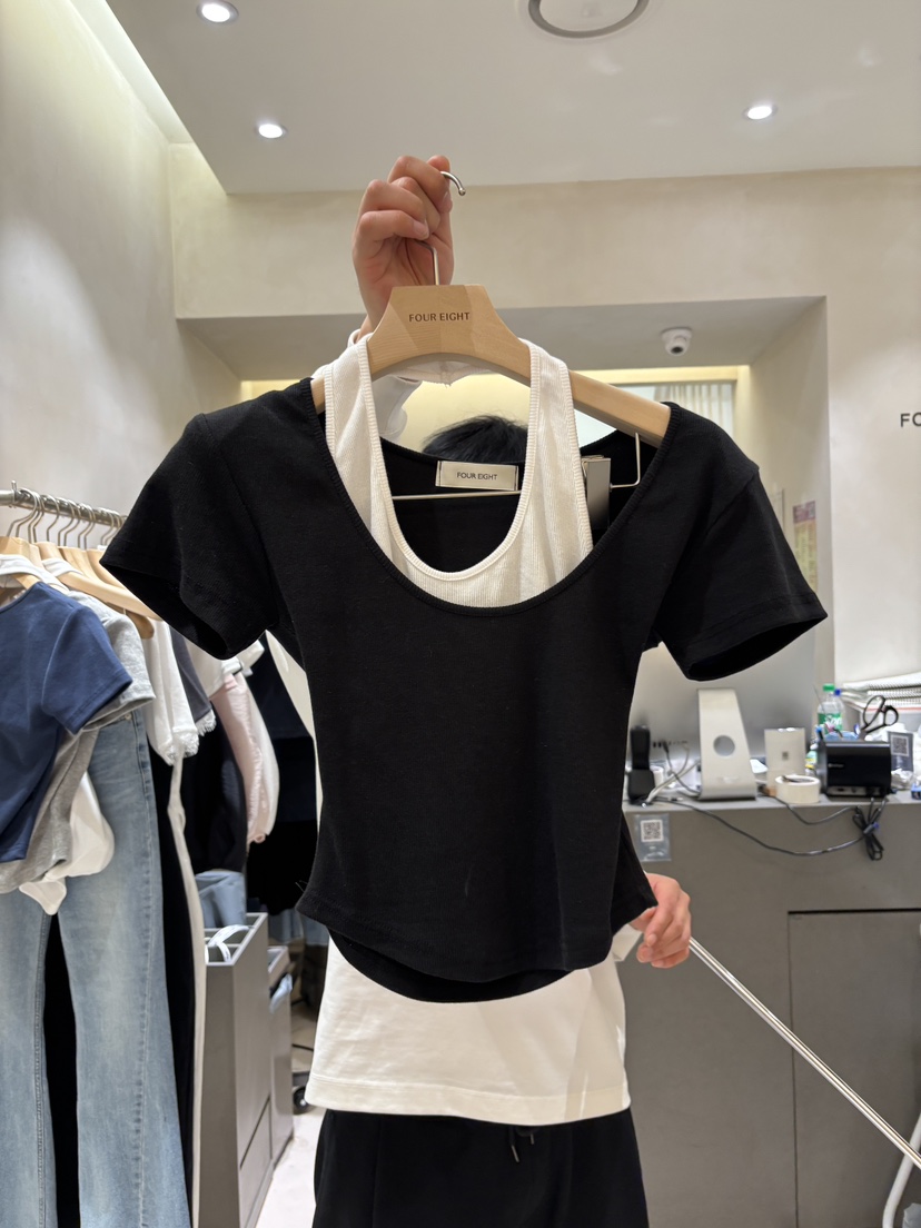 FOUREIGHT東大門實拍女裝新品推薦26春夏人氣時尚T恤假兩件FOUR EIGHTT恤圖色4