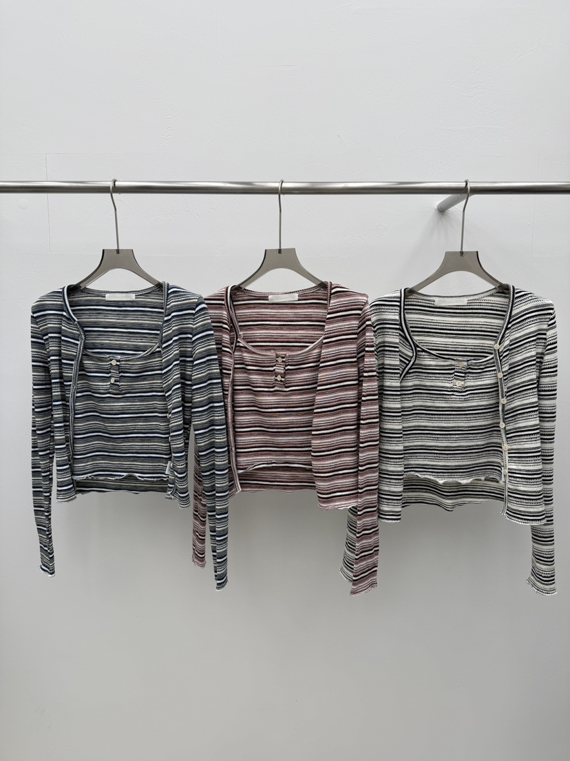 SEARE/PRETZEL韓國代購女士新款26春夏休閑套裝兩件套條紋SEARE/PRETZEL套裝