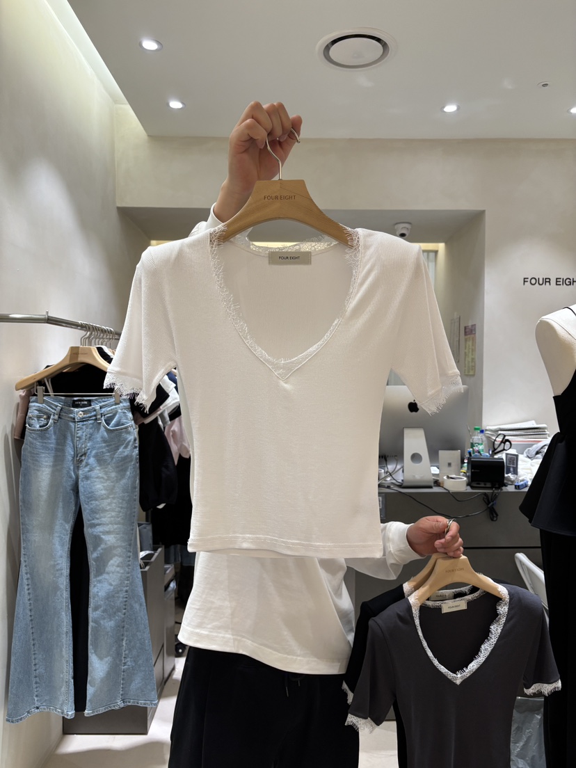 FOUREIGHT東大門直郵女裝新品人氣26春夏休閑時尚職業T恤FOUR EIGHTT恤圖色1
