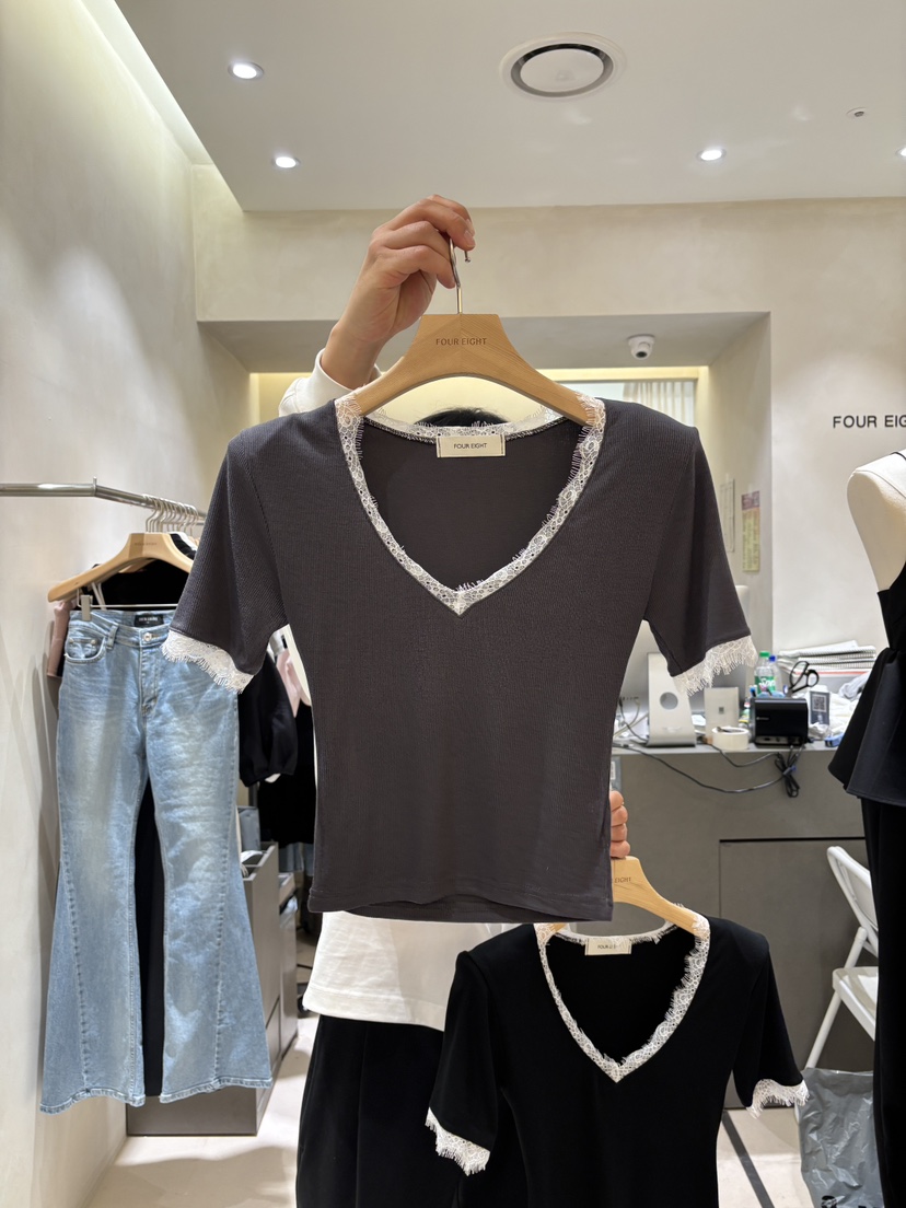 FOUREIGHT東大門直郵女裝新品人氣26春夏休閑時尚職業T恤FOUR EIGHTT恤圖色2