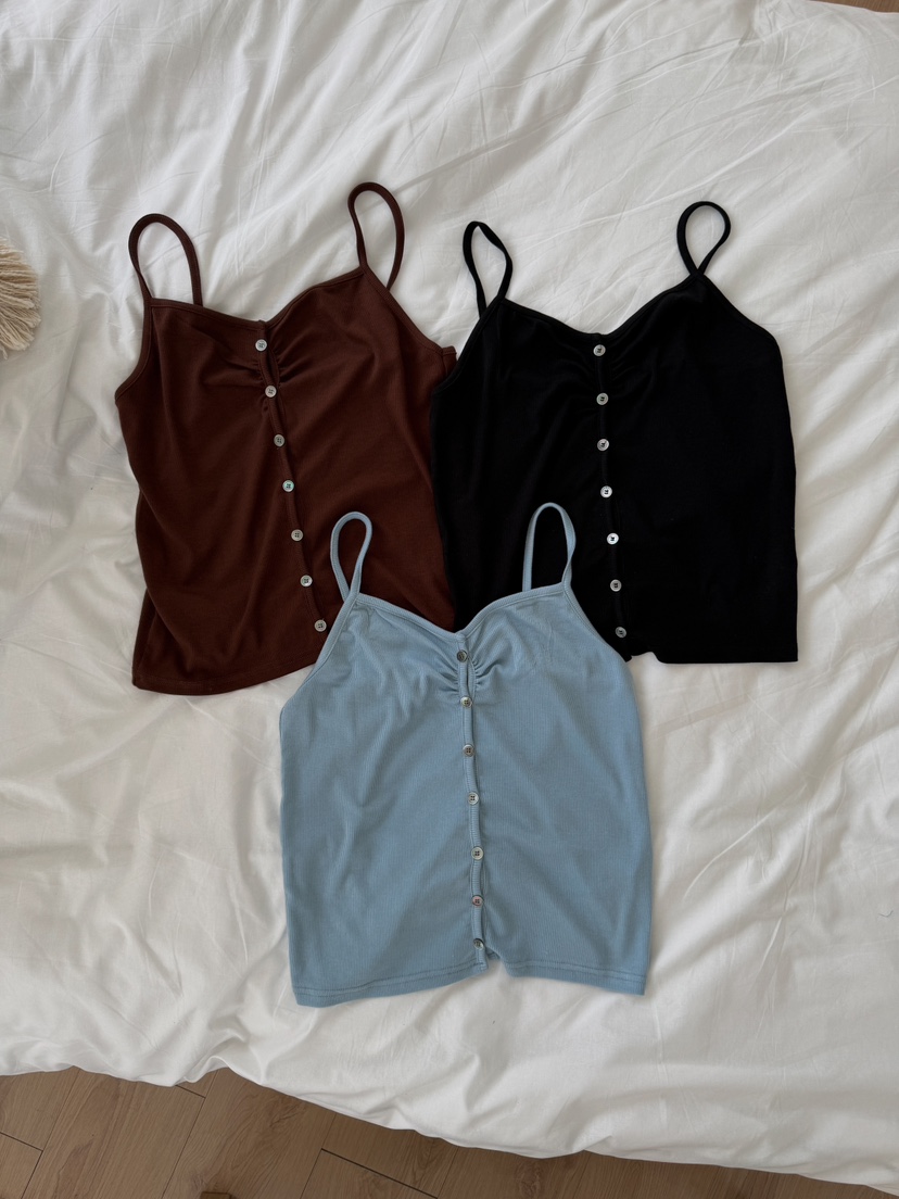 CAMEL-P東大門實拍女士新品真品吊帶背心紐扣Came_l 家吊帶/背心