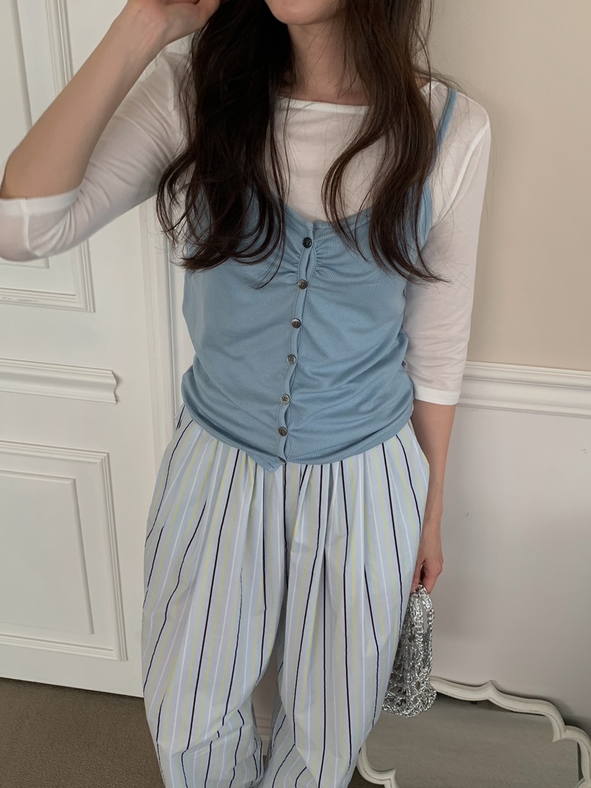 CAMEL-P東大門實拍女士新品真品吊帶背心紐扣Came_l 家吊帶/背心