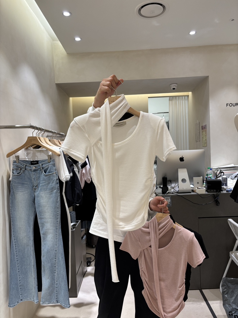 FOUREIGHT東大門代購女裝新品26春夏時尚熱賣休閑T恤圍巾FOUR EIGHTT恤圖色1