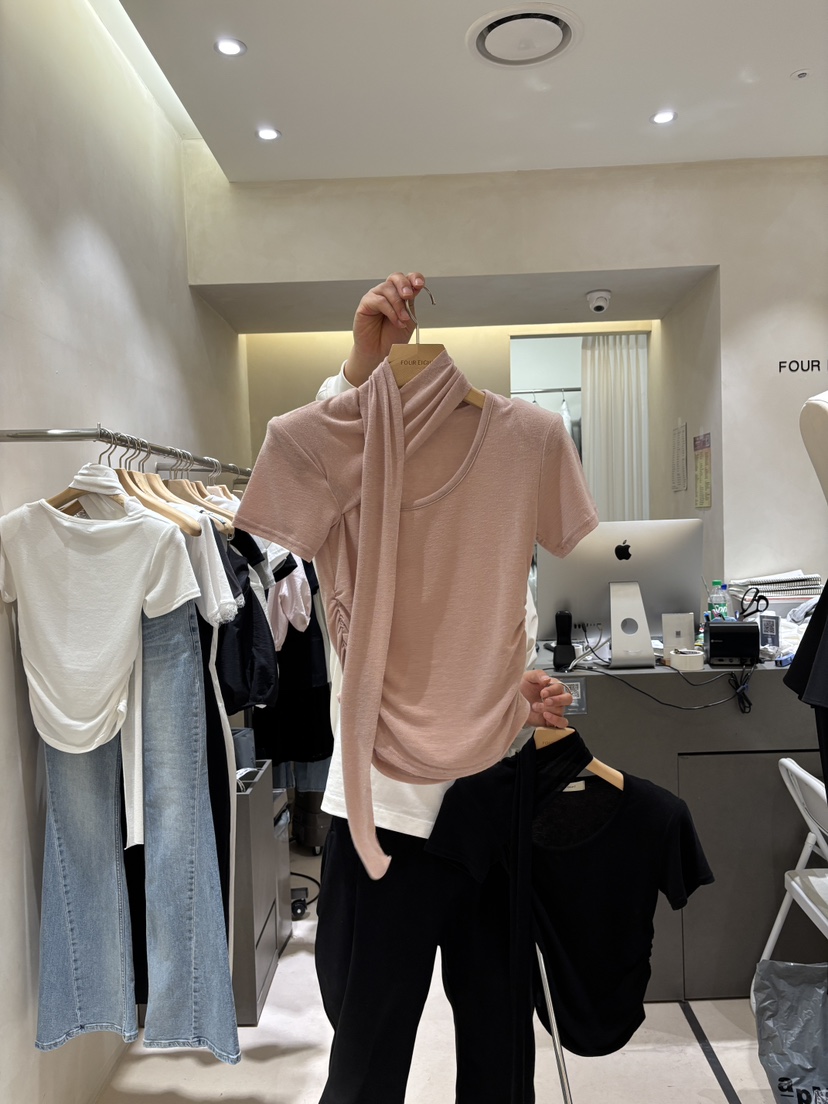 FOUREIGHT東大門代購女裝新品26春夏時尚熱賣休閑T恤圍巾FOUR EIGHTT恤圖色2