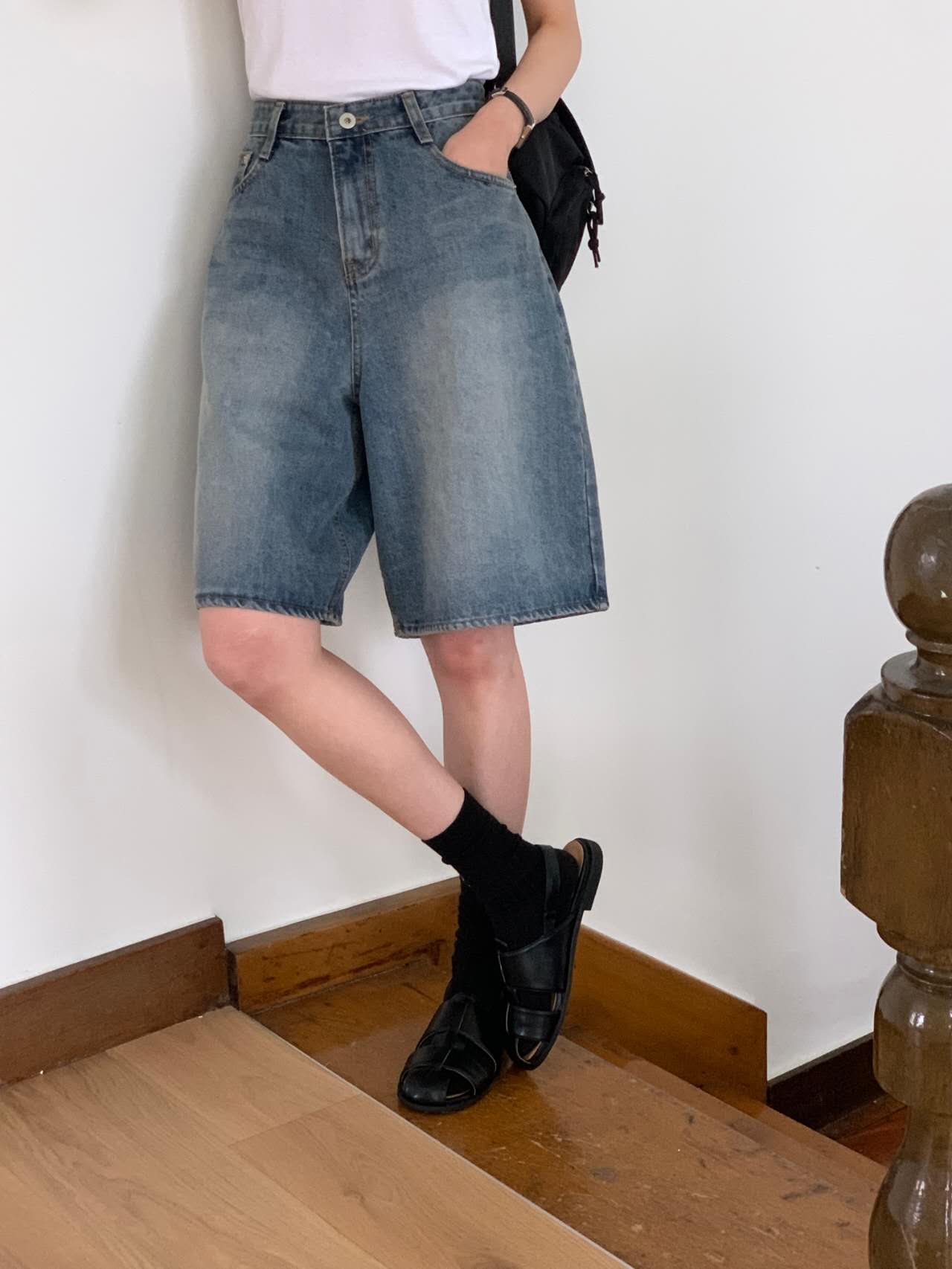 THREE QUARTER-쓰리쿼터-OT東大門實拍女裝新品職業短褲THREE QUARTER短褲圖色1