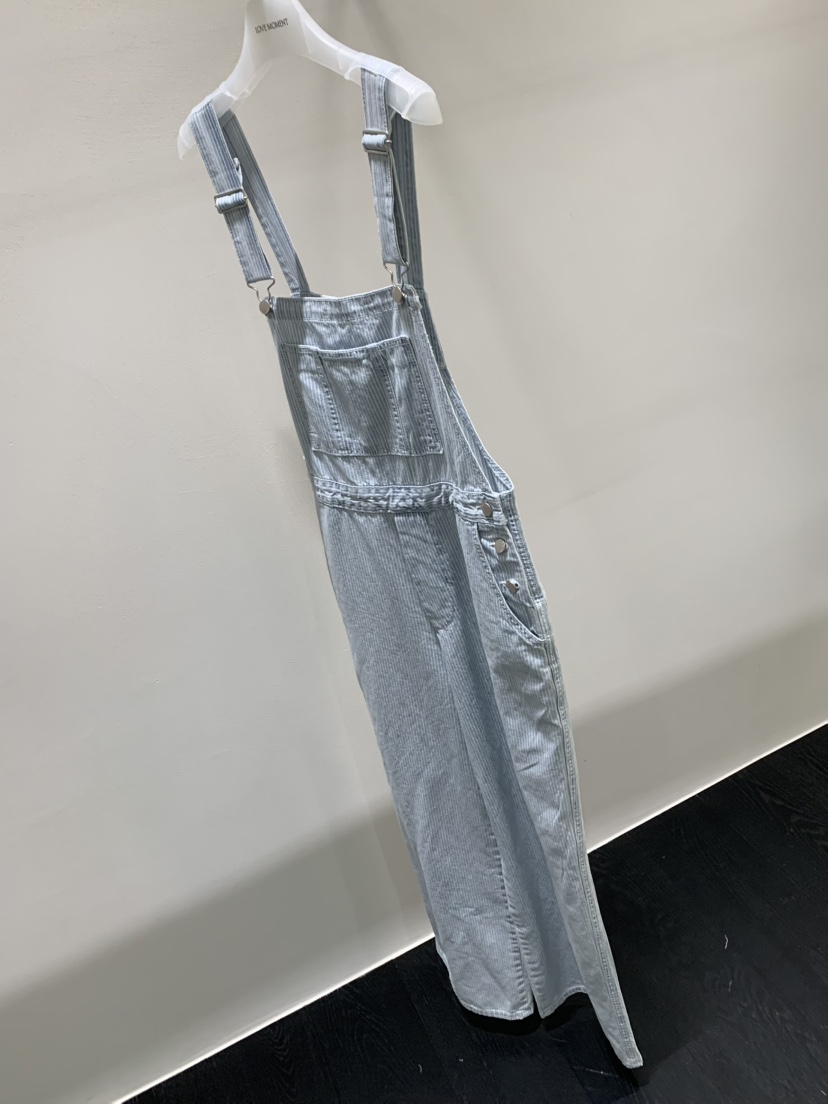 LOVE MOMENT東大門代購女士新品職業時尚人氣背帶褲條紋LOVE MOMENT背帶褲