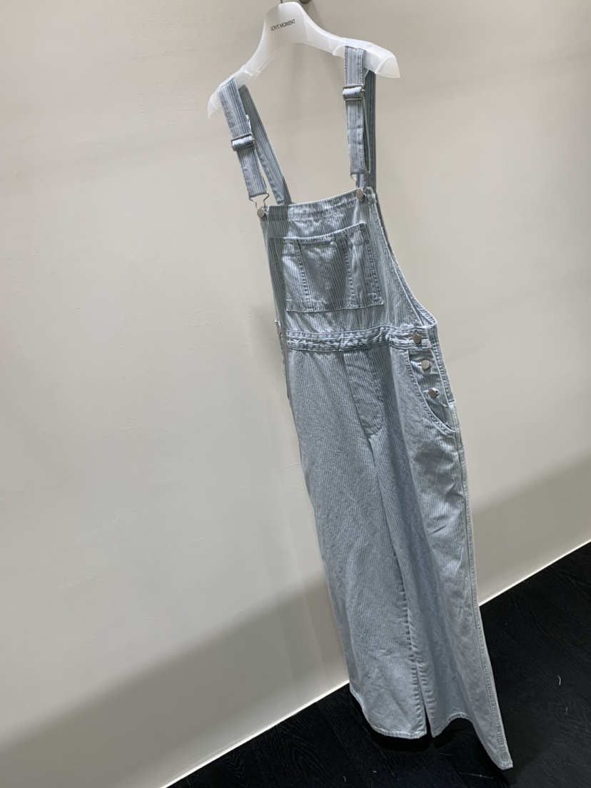 LOVE MOMENT東大門代購女士新品職業時尚人氣背帶褲條紋LOVE MOMENT背帶褲