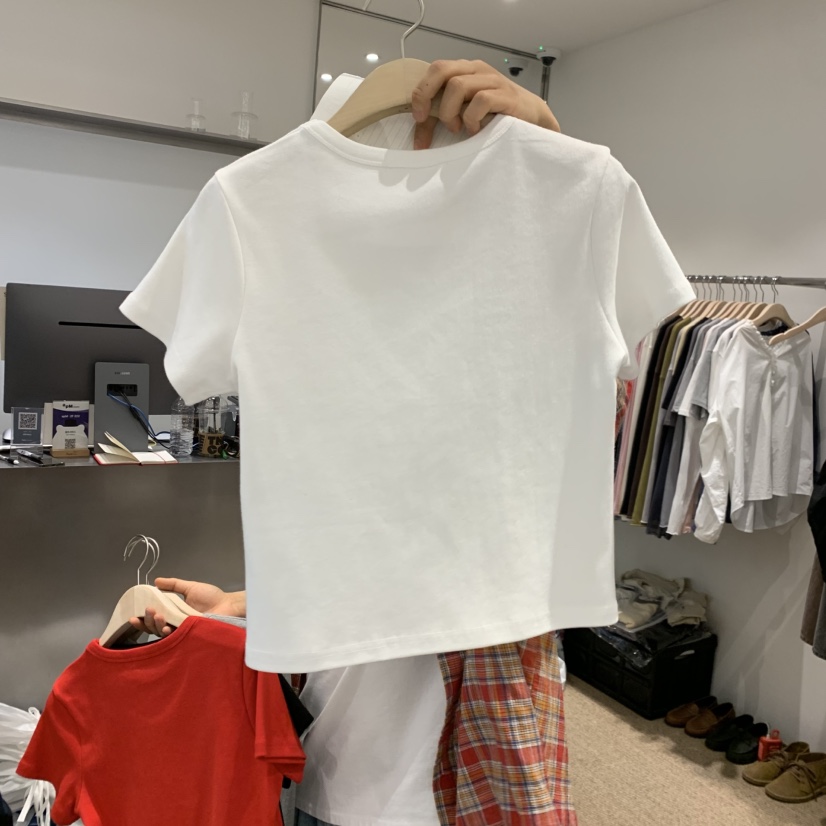 SELF SERVICE韓國直郵女士新款時尚職業26春夏T恤短款羅紋SELF SERVICET恤