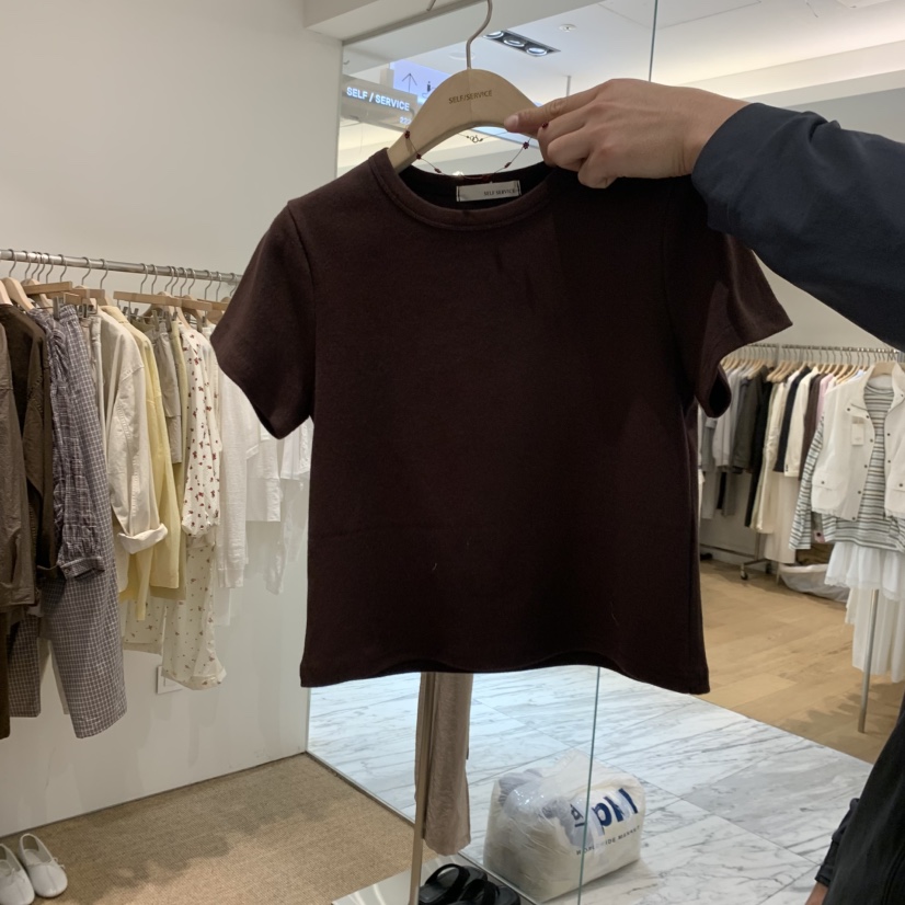 SELF SERVICE韓國直郵女士新款時尚職業26春夏T恤短款羅紋SELF SERVICET恤圖色5