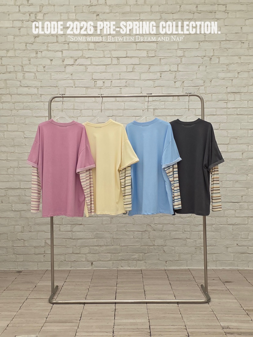 CLODE韓國代購女裝新品時尚26春夏人氣職業長袖T恤假兩件CLODE長袖T恤