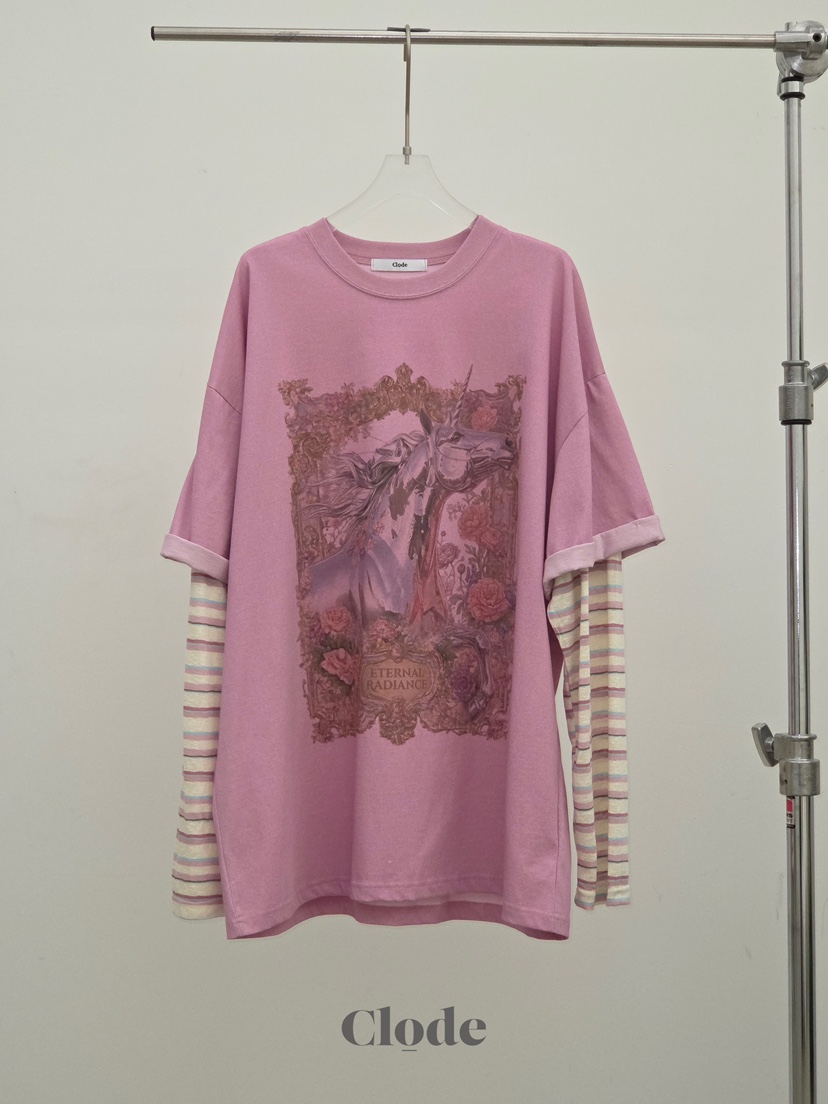 CLODE韓國代購女裝新品時尚26春夏人氣職業長袖T恤假兩件CLODE長袖T恤圖色1