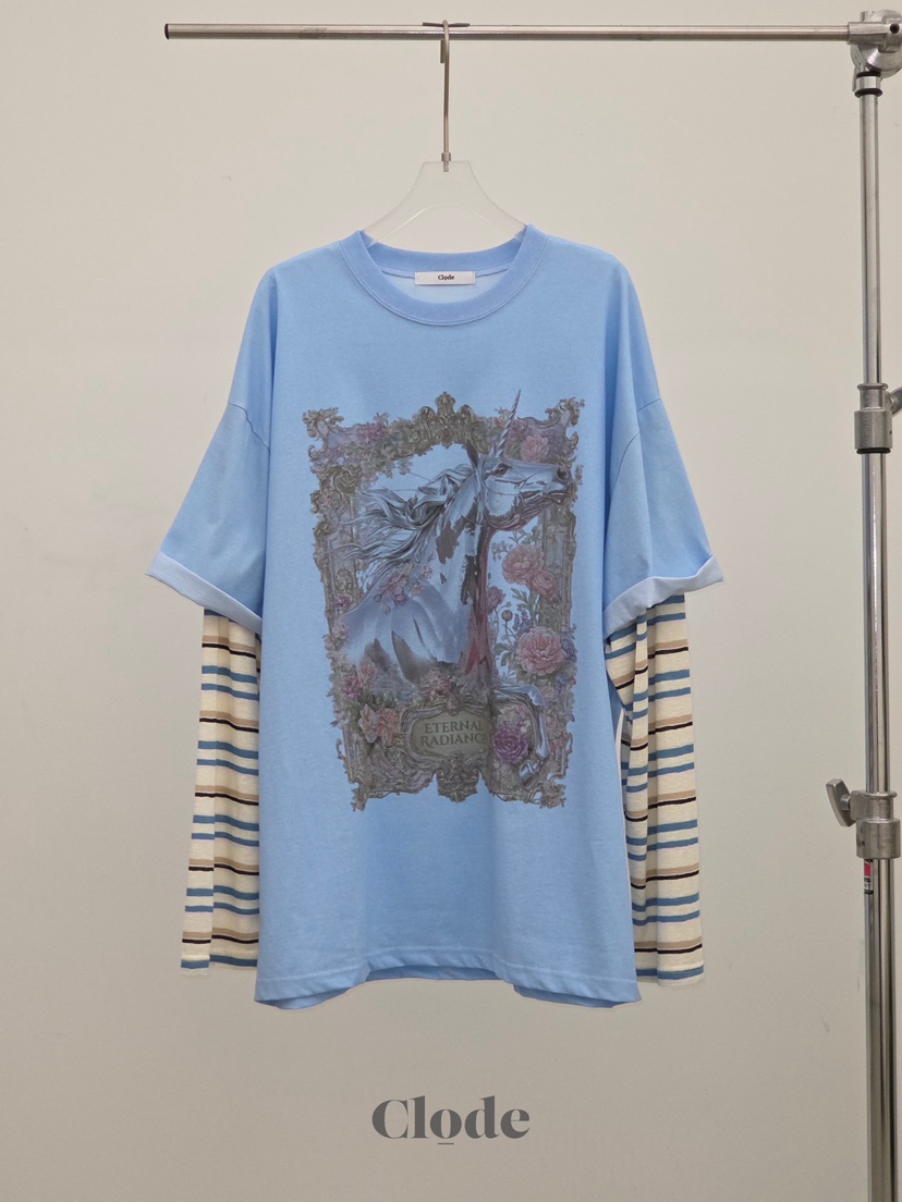 CLODE韓國代購女裝新品時尚26春夏人氣職業長袖T恤假兩件CLODE長袖T恤圖色3