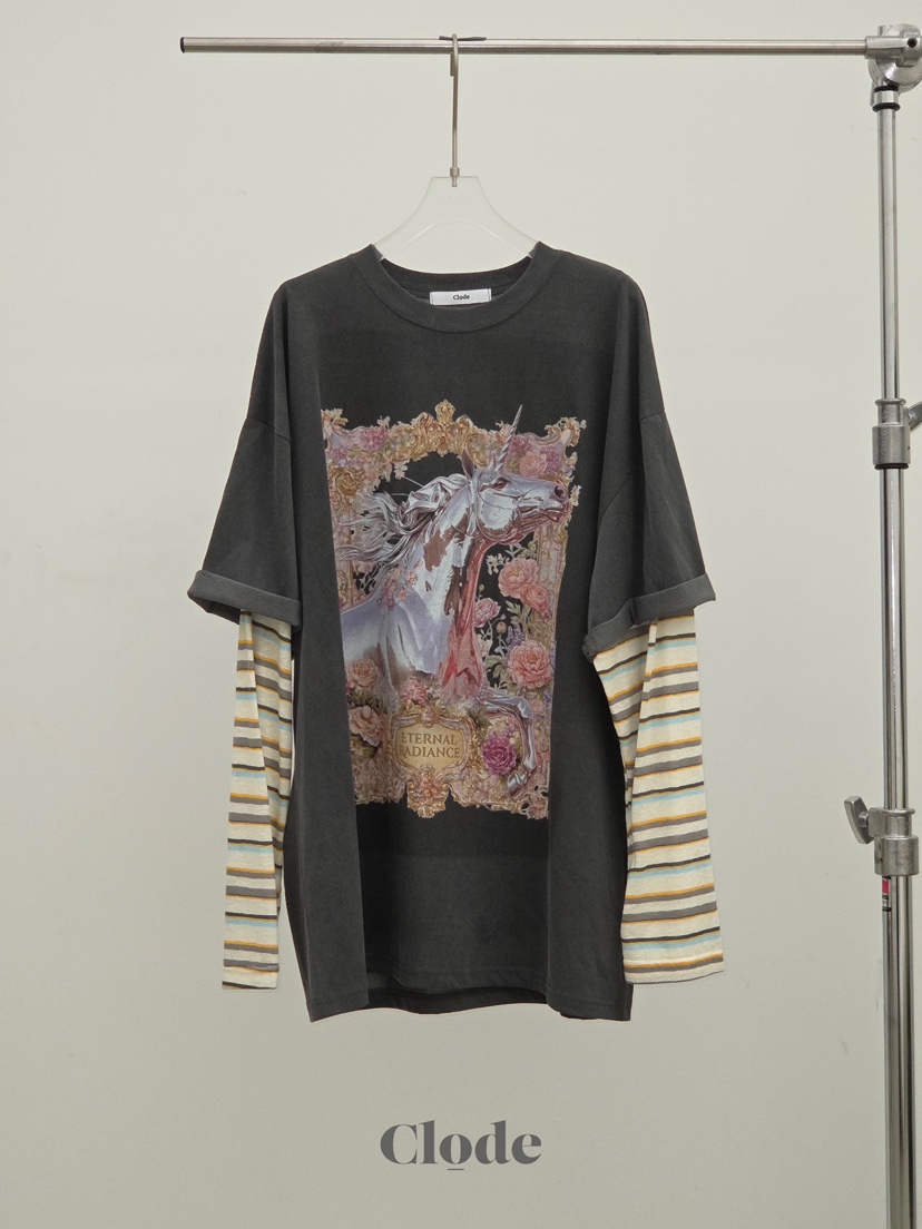 CLODE韓國代購女裝新品時尚26春夏人氣職業長袖T恤假兩件CLODE長袖T恤圖色4