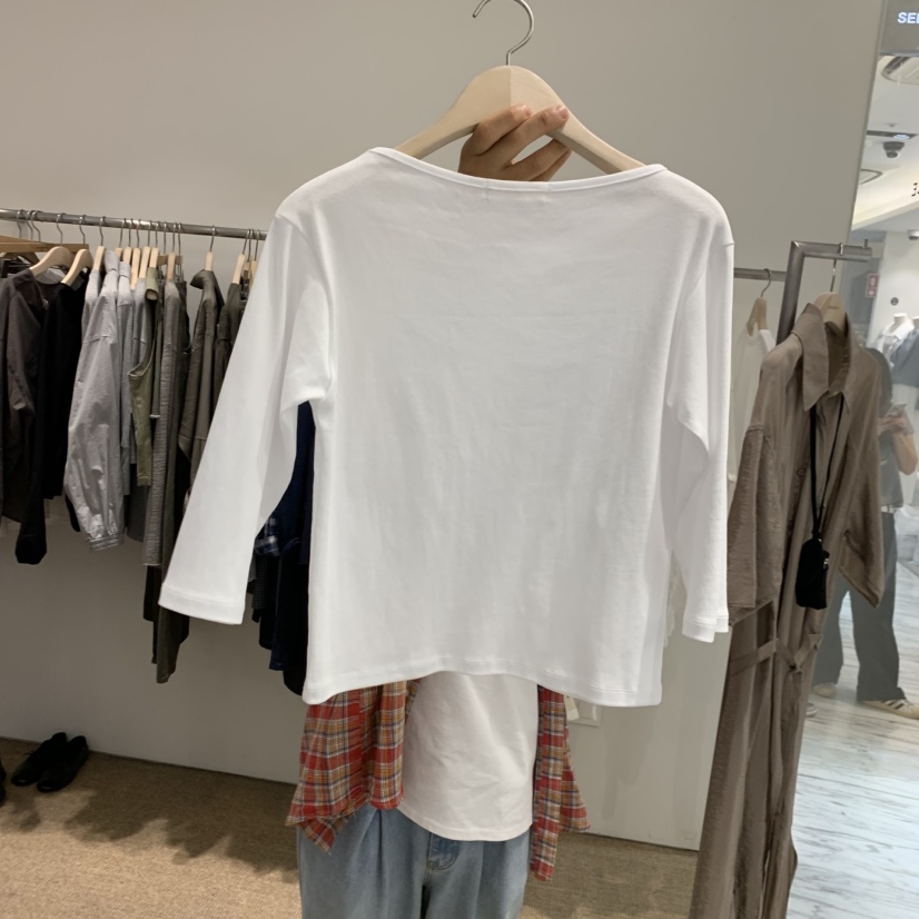 SELF SERVICE韓國代購女裝新款26春夏職業時尚長袖T恤船領SELF SERVICE長袖T恤