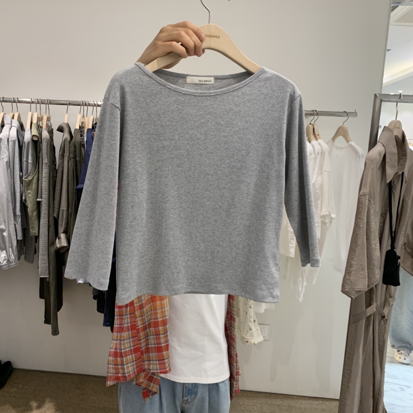 SELF SERVICE韓國代購女裝新款26春夏職業時尚長袖T恤船領SELF SERVICE長袖T恤圖色2