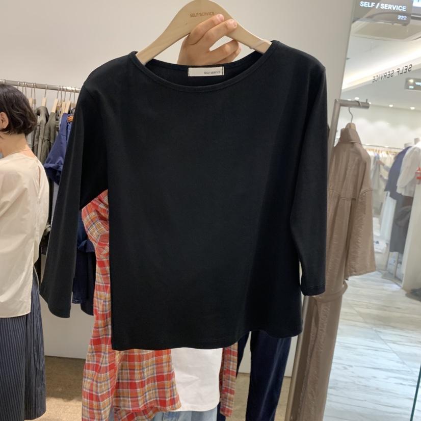 SELF SERVICE韓國代購女裝新款26春夏職業時尚長袖T恤船領SELF SERVICE長袖T恤圖色3