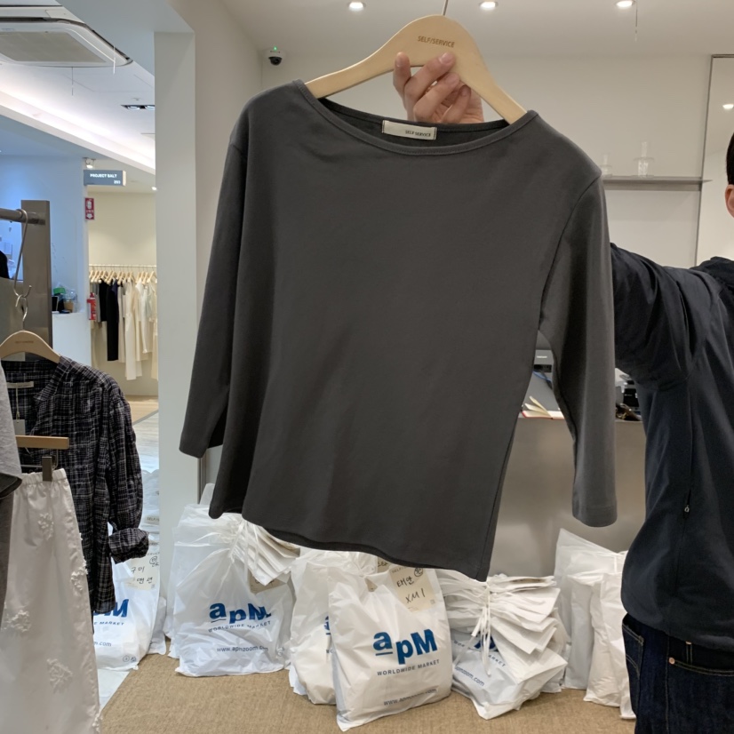 SELF SERVICE韓國代購女裝新款26春夏職業時尚長袖T恤船領SELF SERVICE長袖T恤圖色4