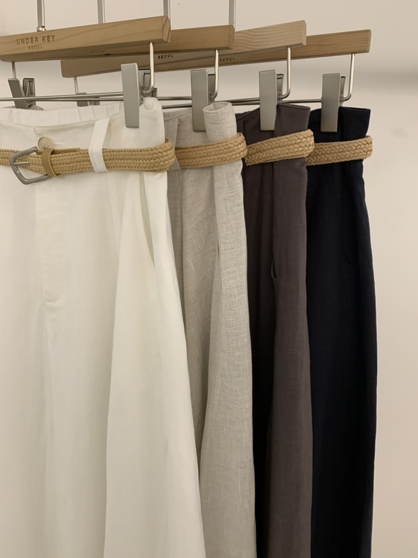 UNDER KEY韓國代購女士新款推薦26春夏熱賣長裙含腰帶亞麻UNDER KEY長裙