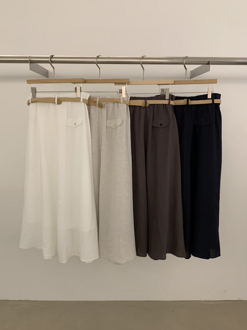 UNDER KEY韓國代購女士新款推薦26春夏熱賣長裙含腰帶亞麻UNDER KEY長裙