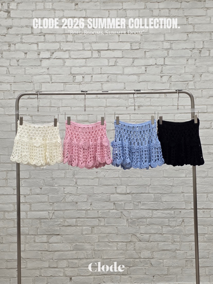 CLODE韓國代購女士新款時尚26春夏休閑熱賣人氣短裙鉤針編織CLODE短裙
