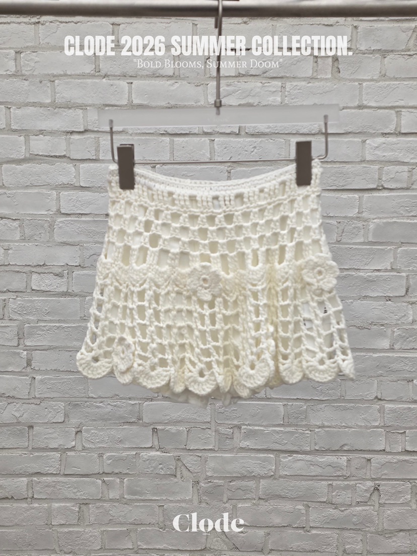 CLODE韓國代購女士新款時尚26春夏休閑熱賣人氣短裙鉤針編織CLODE短裙圖色1
