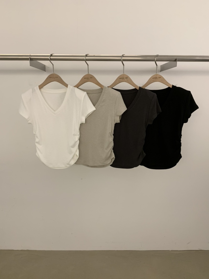 UNDER KEY韓國東大門代購女士新款人氣熱賣休閑時尚T恤褶皺UNDER KEYT恤