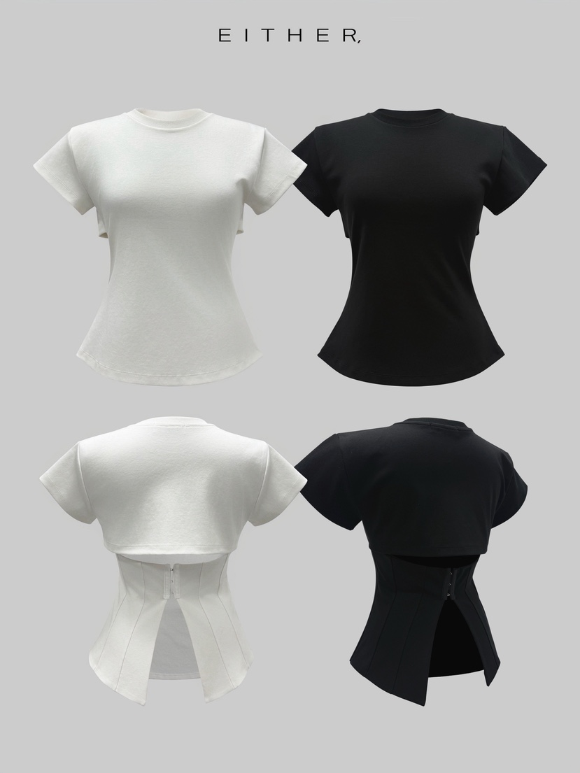 EITHER韓國代購女裝新款休閑推薦熱賣人氣26春夏職業T恤鏤空EITHERT恤