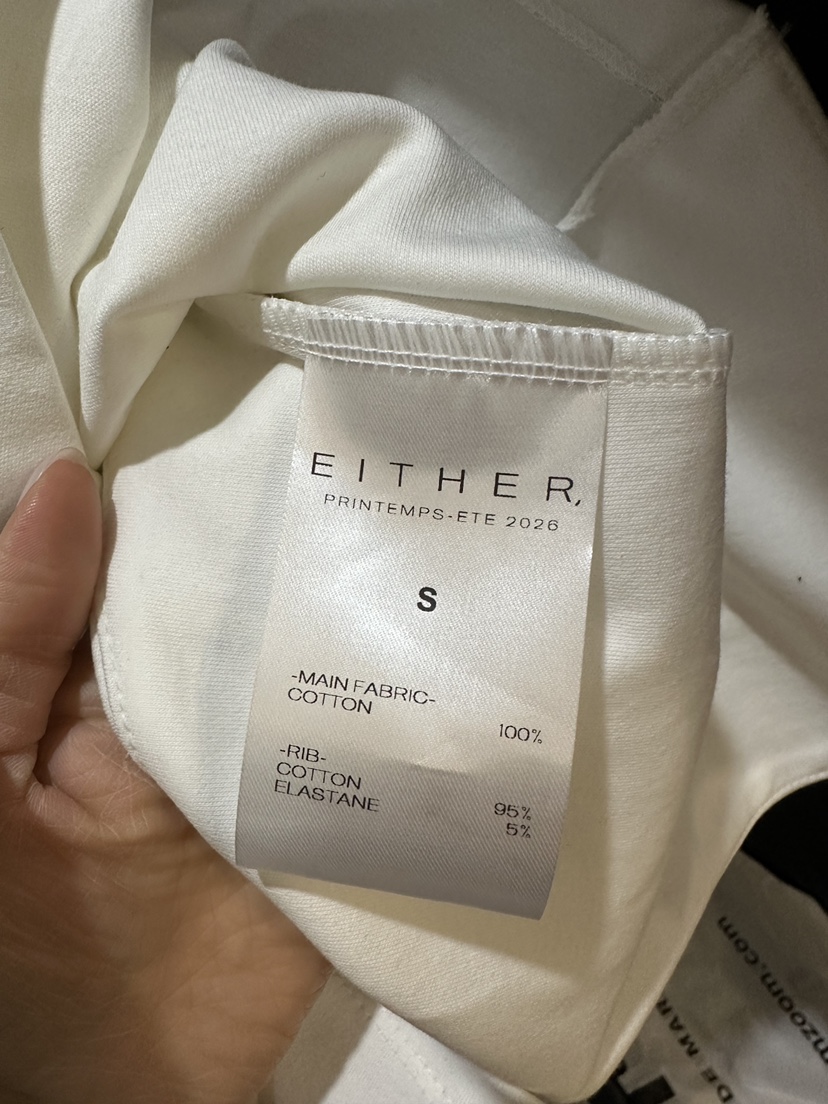 EITHER韓國代購女裝新款休閑推薦熱賣人氣26春夏職業T恤鏤空EITHERT恤