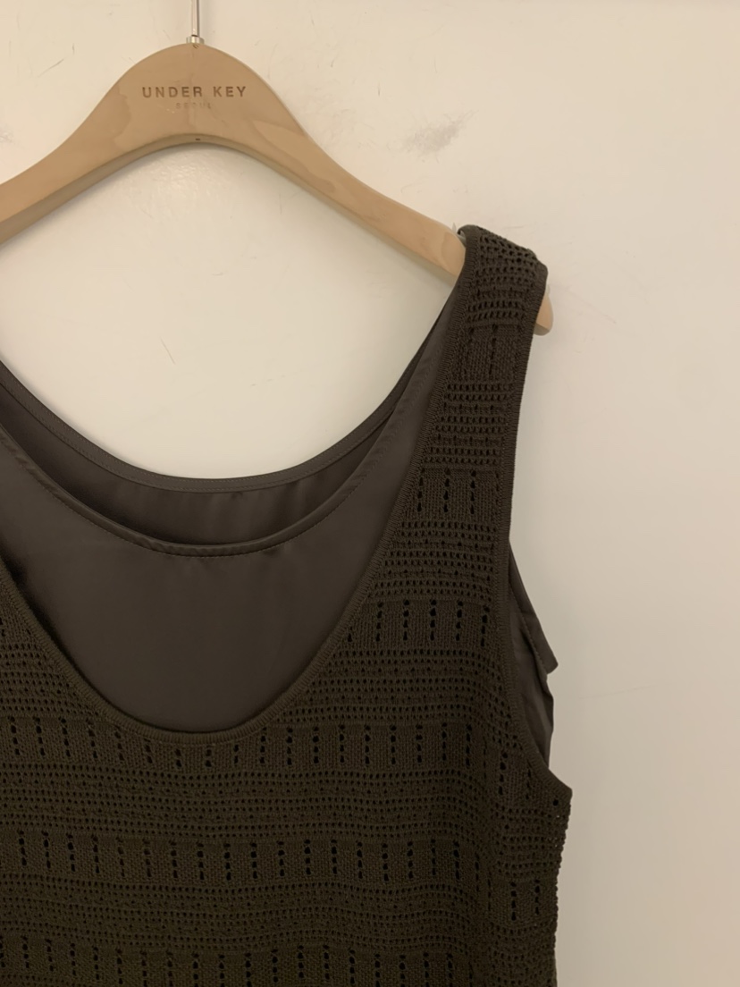UNDER KEY韓國代購女裝新款人氣職業休閑吊帶背心亞麻針織UNDER KEY吊帶/背心
